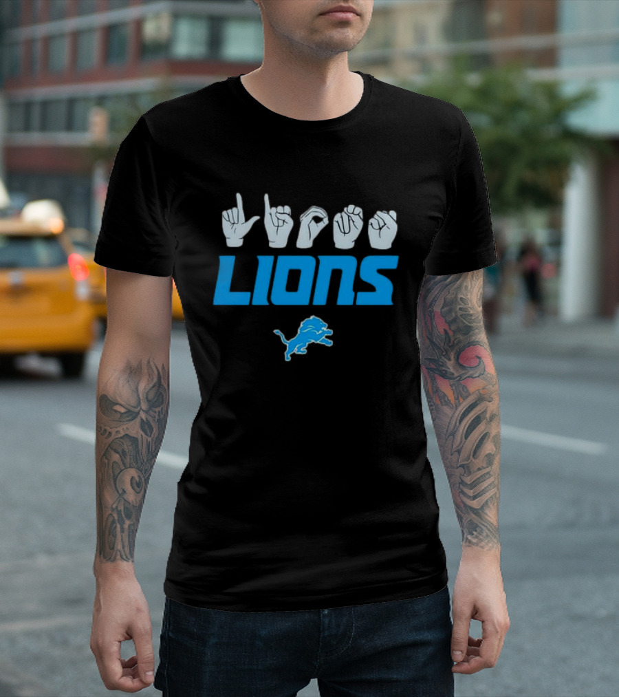Lions Love Sign Gesture Football Emblem T-Shirt