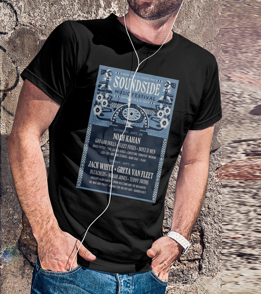 Soundside Music Festival Bridgeport CT 2024 Noah Kahan Jack White Greta Van Fleet Goo Goo Dolls Fleet Foxes T-Shirt