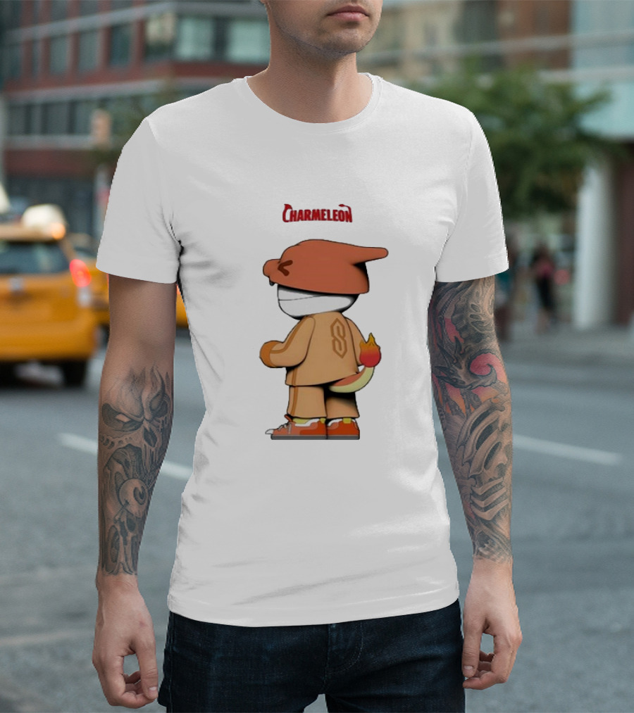 Charmeleon Sabhop Sabito Playera Cartoon Character with Fire Tail T-Shirt