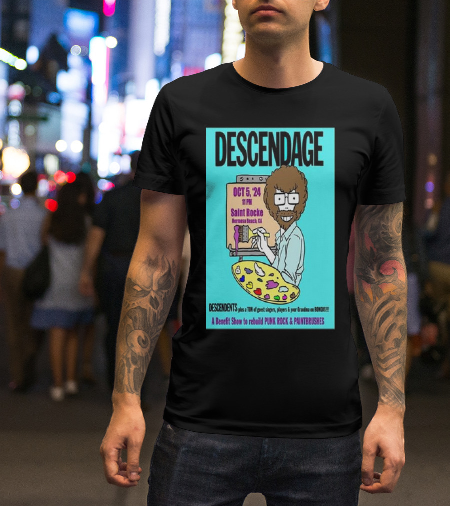DESCENDAGE Saint Rocke Hermosa Beach October 5 2024 Benefit Punk Rock Paintbrushes T-Shirt