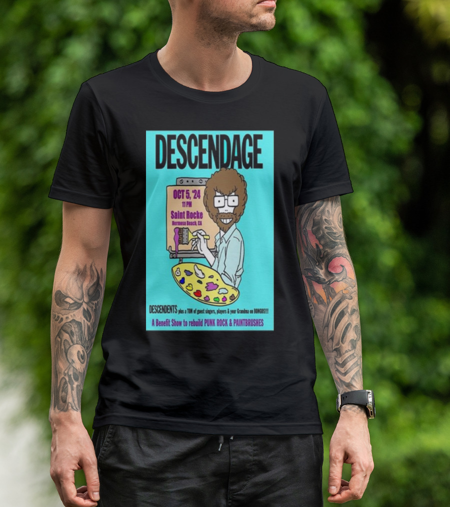 DESCENDAGE Saint Rocke Hermosa Beach October 5 2024 Benefit Punk Rock Paintbrushes T-Shirt