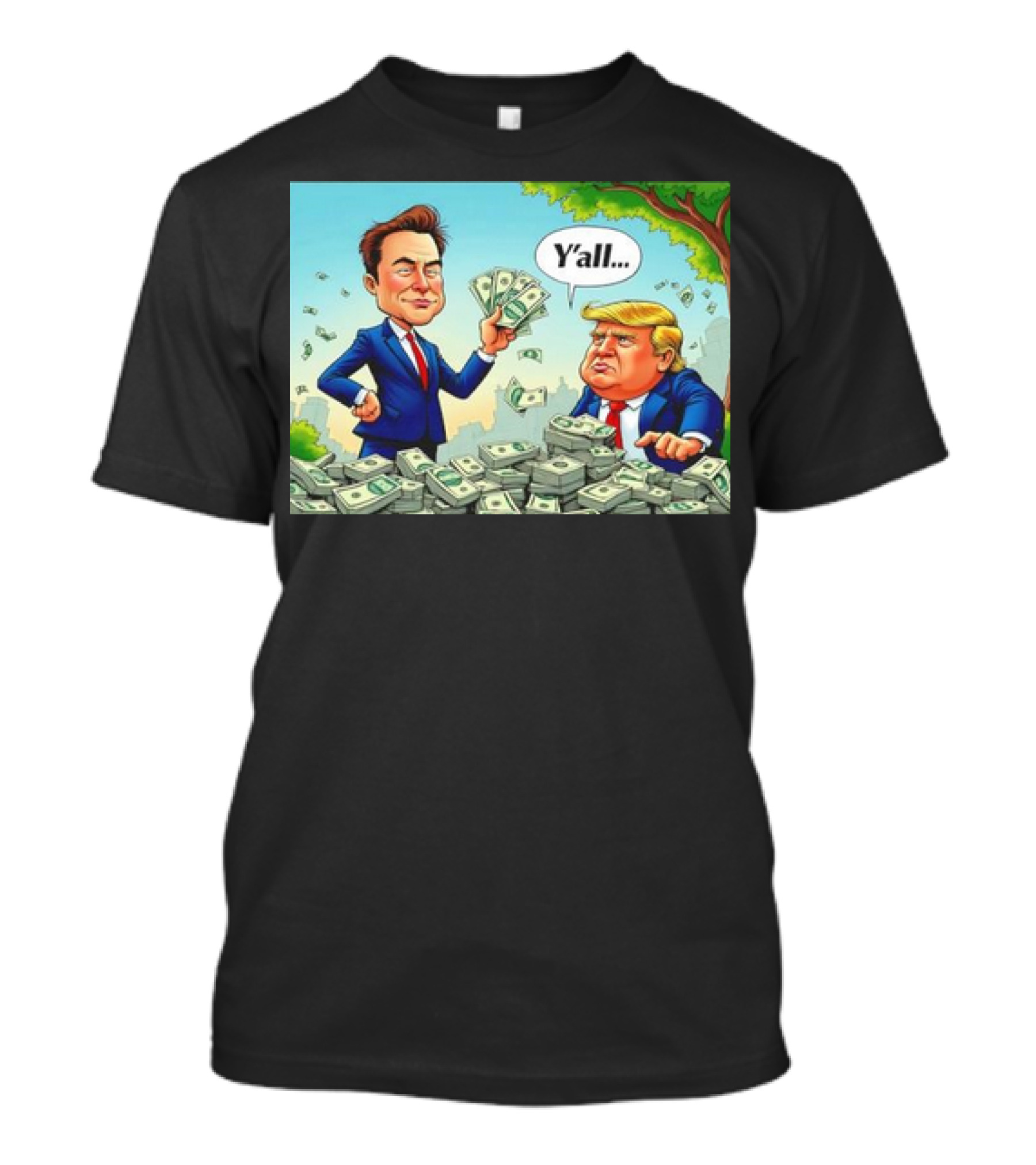 Elon Musk Vs Donald Trump Y'all Stick With The Dollar Money Showdown Image T-Shirt