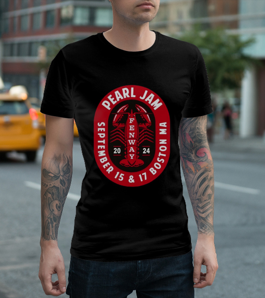 Pearl Jam Fenway Park September 15 and 17 Boston MA 2024 Lobster T-Shirt