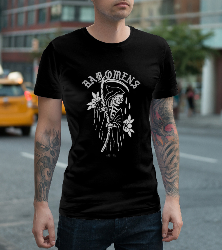 Bad Omens Skeleton Reaper with Scythe and Flowers T-Shirt