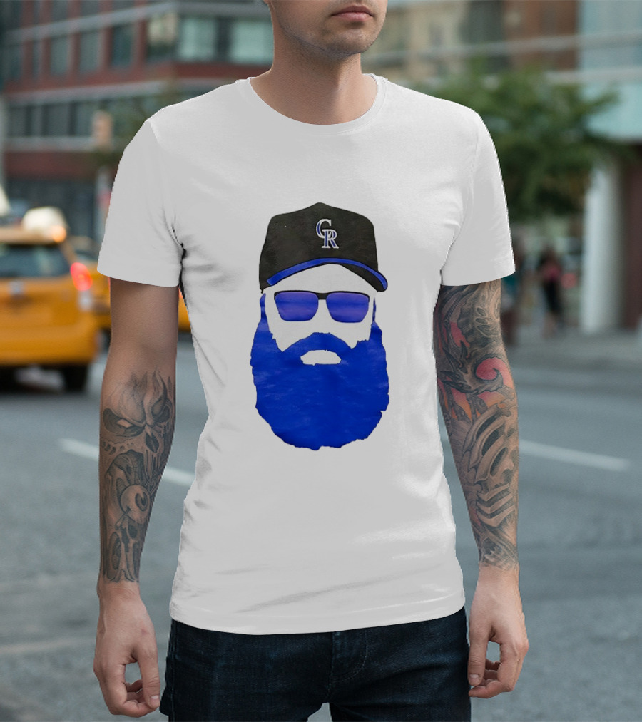 Charlie Blackmon Face Beard Sunglasses Colorado Rockies Baseball T-Shirt