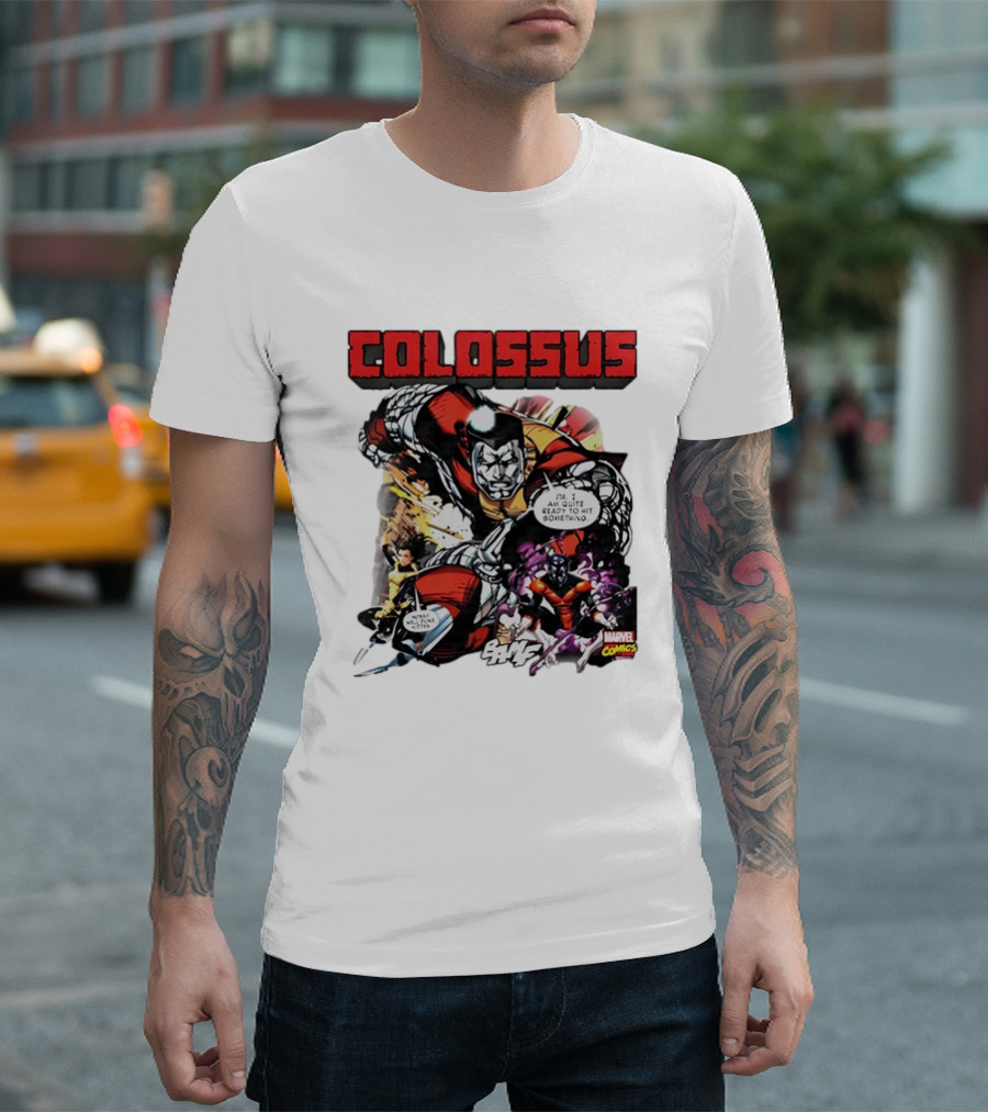 Colossus Quite Ready To Hit Something Marvel Comics Action Scene T-Shirt