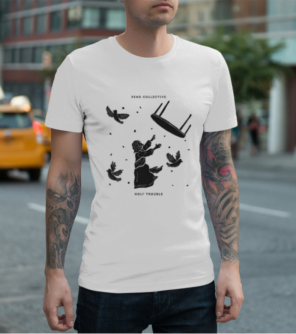 Rend Collective Holy Trouble Black Silhouette With Flying Table And Birds T-Shirt