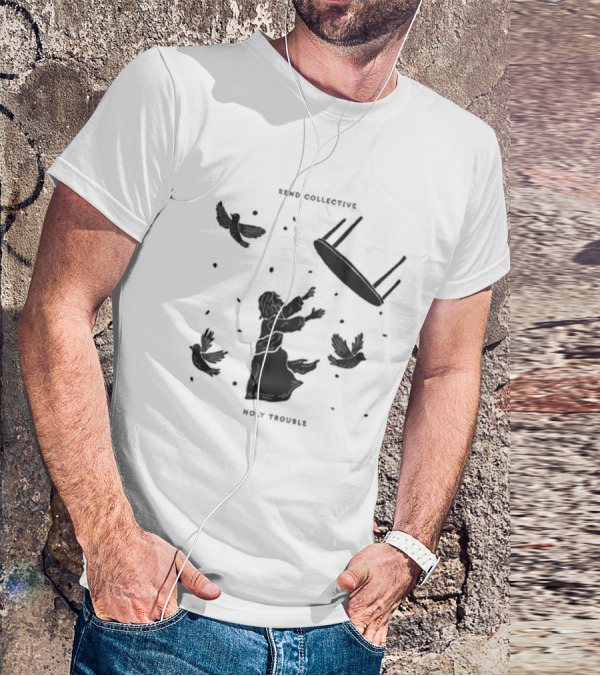 Rend Collective Holy Trouble Black Silhouette With Flying Table And Birds T-Shirt