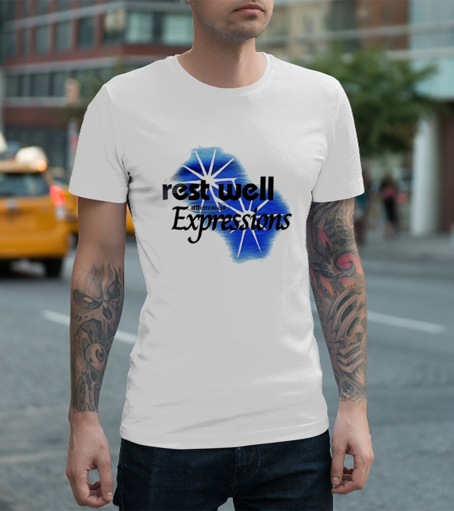 Rest Well Expressions at the Moment Retro Starburst Blue T-Shirt
