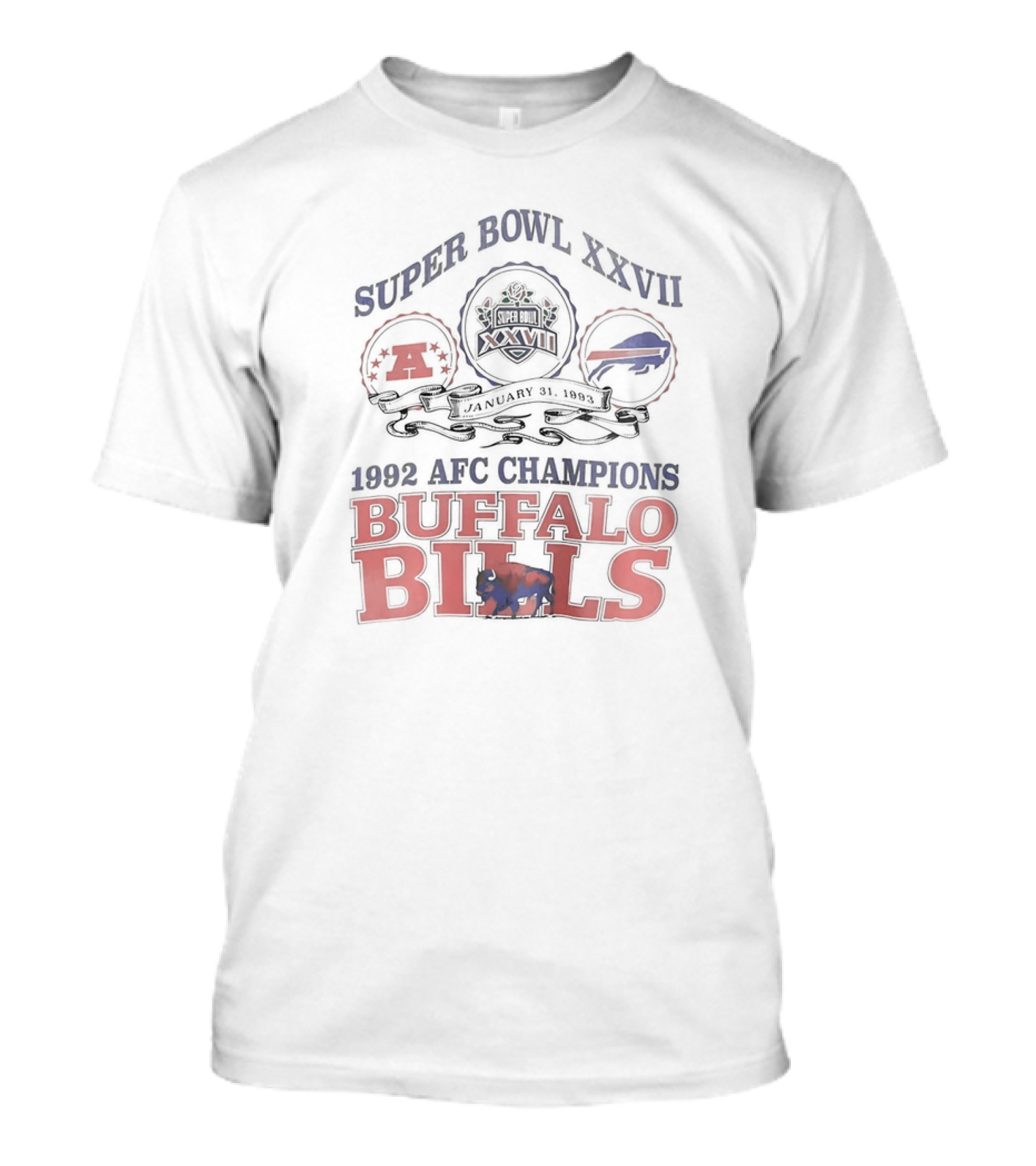 Super Bowl XXVII January 31 1993 1992 AFC Champions Buffalo Bills Vintage T-Shirt