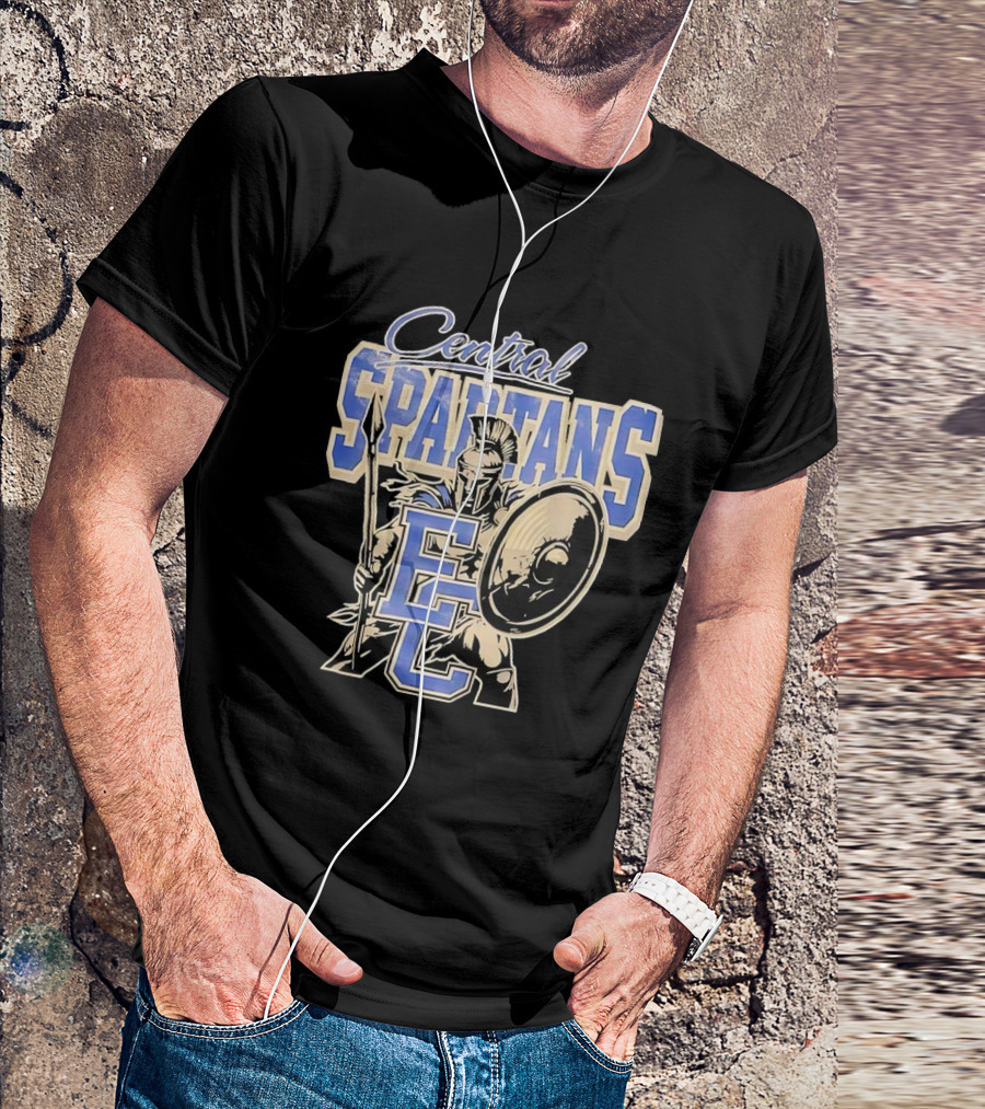 Central Spartans EC Football Spartan Warrior Shield Spear T-Shirt
