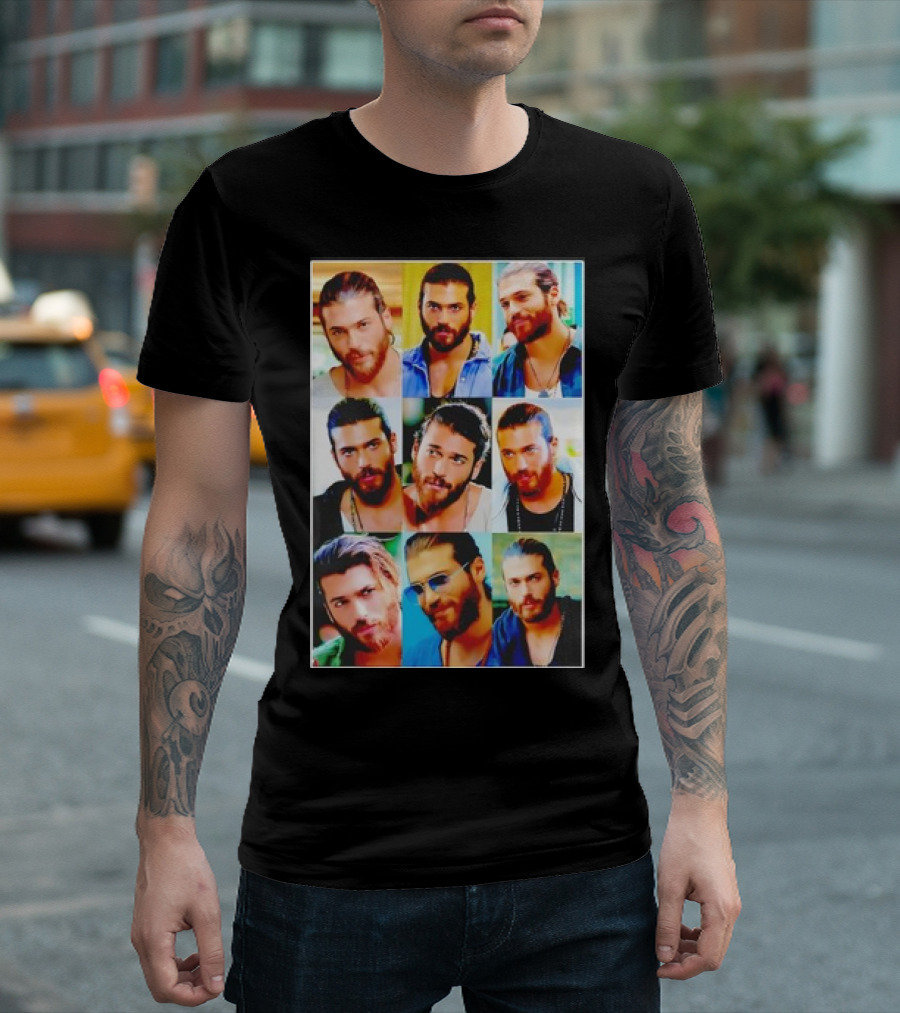 Collage Of Can Yaman Essential Photo Multicolor Expressions T-Shirt