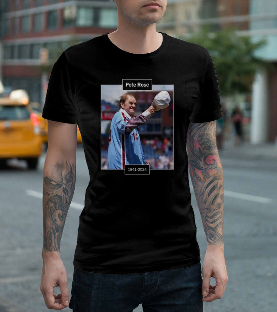 Cincinnati Reds Pete Rose 1941-2024 Tribute Image T-Shirt