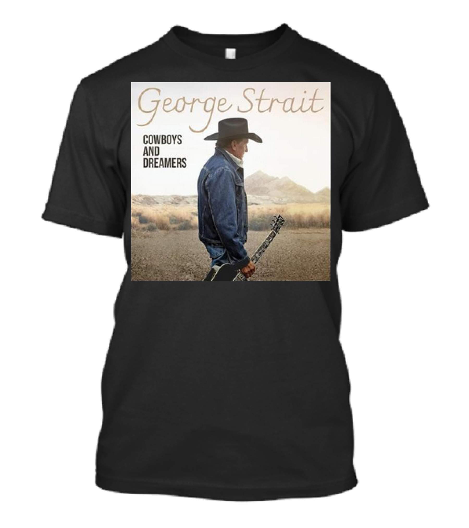 George Strait Cowboys And Dreamers Photo With Guitar In Desert Landscape T-Shirt