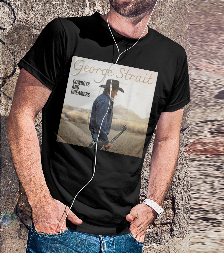 George Strait Cowboys And Dreamers Photo With Guitar In Desert Landscape T-Shirt