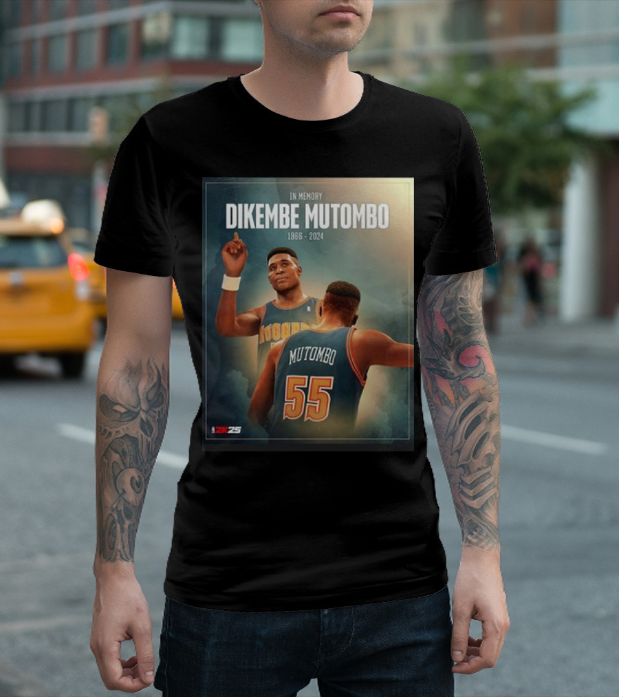 In Memory Dikembe Mutombo 1966-2024 NBA 2K25 Cover Tribute Nuggets 55 T-Shirt