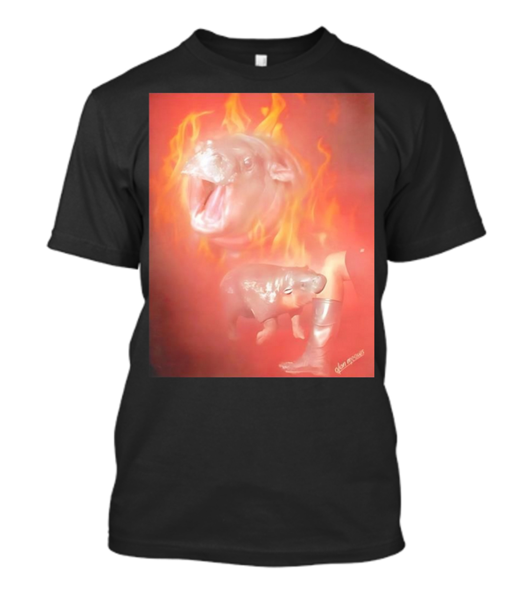 Moo Deng Baby Hippo Cute Mood Fiery Fantasy By Alex Griendling T-Shirt
