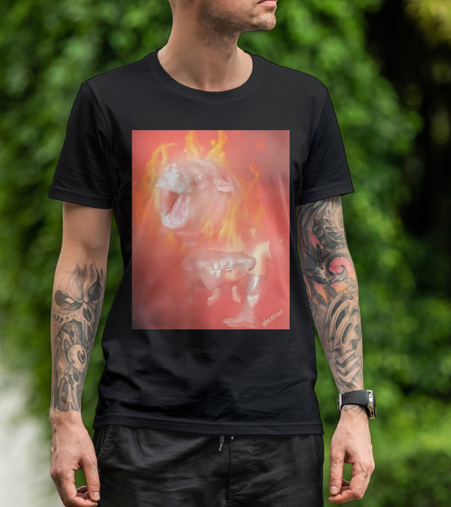 Moo Deng Baby Hippo Cute Mood Fiery Fantasy By Alex Griendling T-Shirt