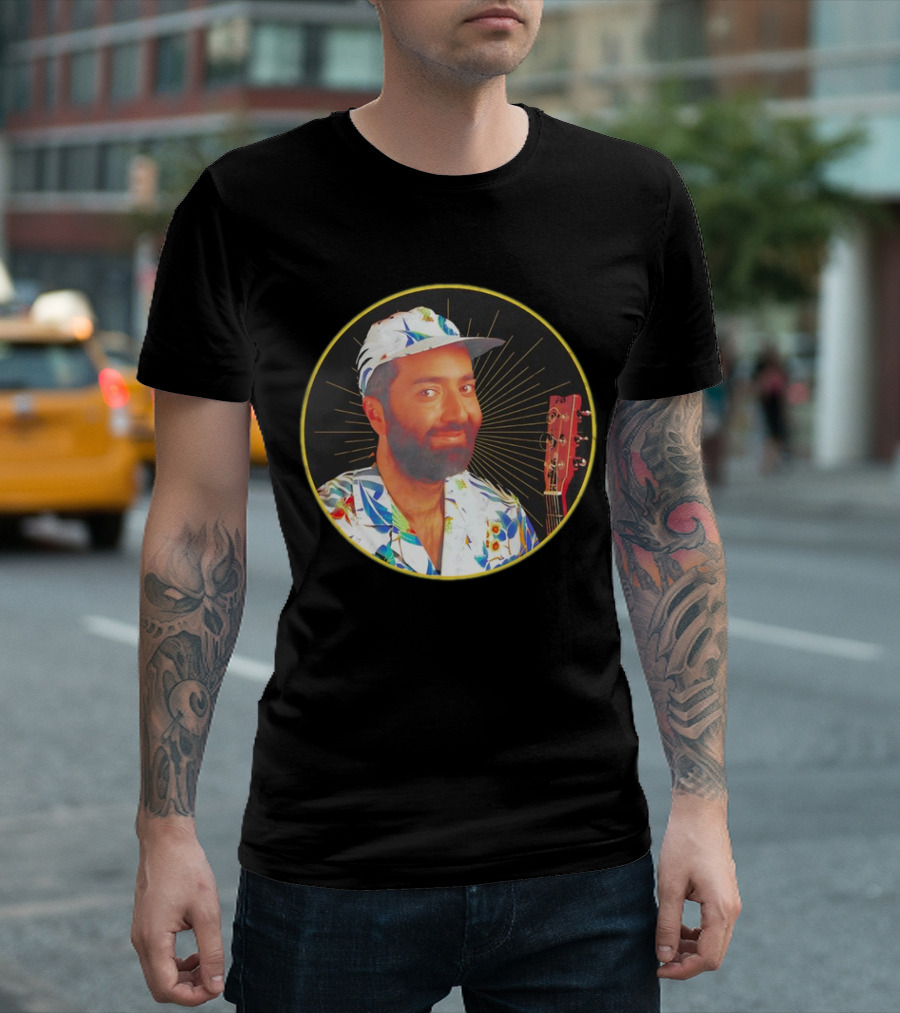 Raffi is Gold Classic Music Icon with Colorful Shirt and Guitar T-Shirt