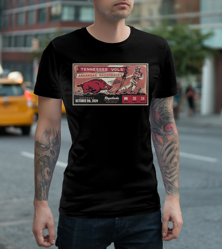 Tennessee Vols Versus Arkansas Razorbacks Football October 5 2024 Donald W Reynolds Razorback Stadium Fayetteville T-Shirt