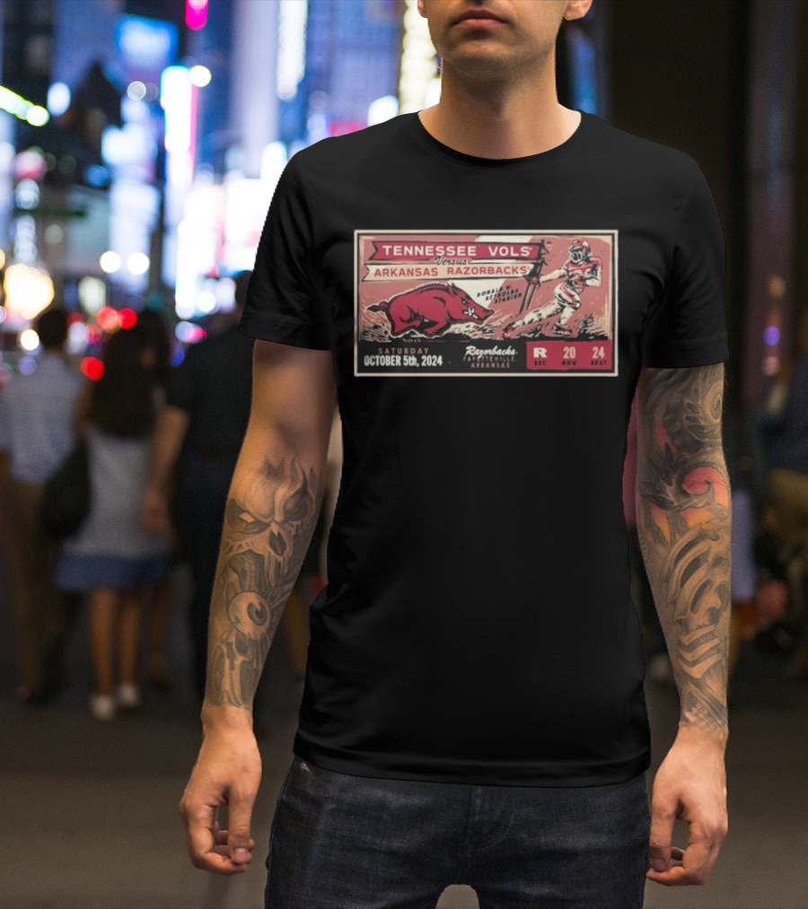 Tennessee Vols Versus Arkansas Razorbacks Football October 5 2024 Donald W Reynolds Razorback Stadium Fayetteville T-Shirt