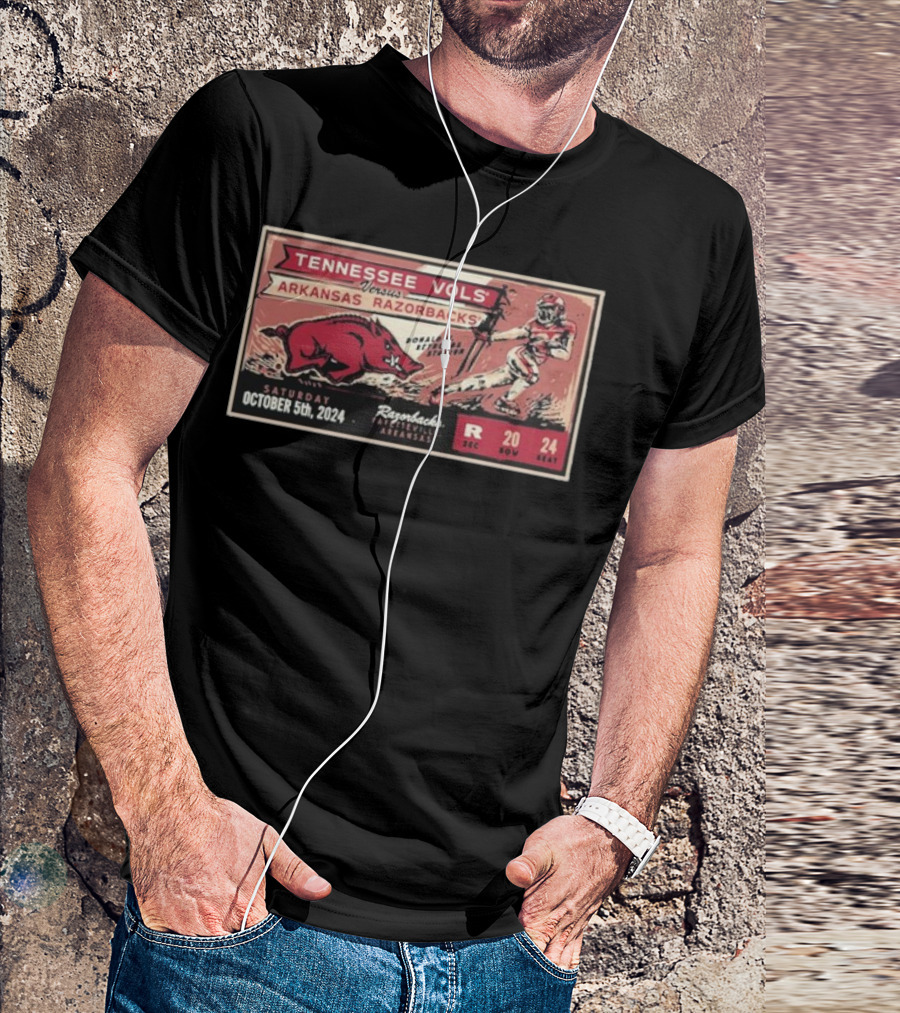 Tennessee Vols Versus Arkansas Razorbacks Football October 5 2024 Donald W Reynolds Razorback Stadium Fayetteville T-Shirt