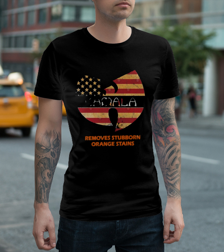 Wutang Kamala Removes Stubborn Orange Stains American Flag T-Shirt