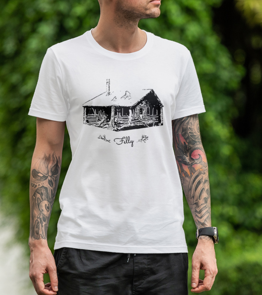 Felly Music Cabin Retro Log Cabin T-Shirt