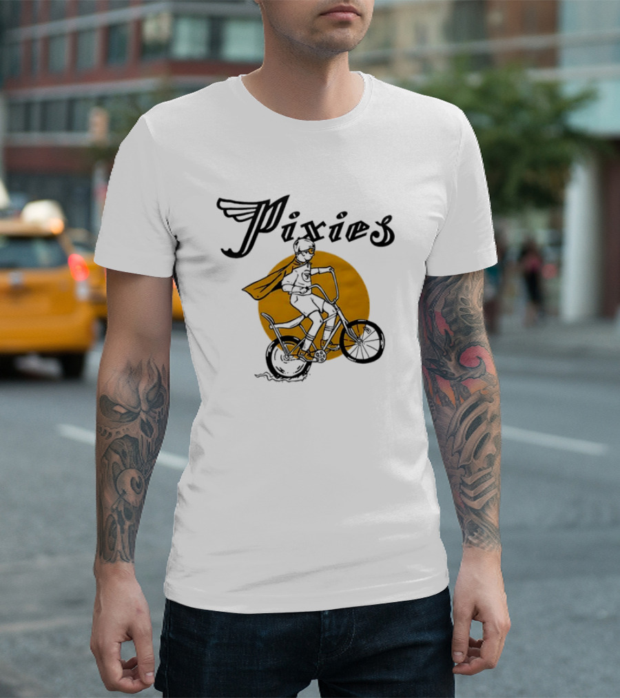 Pixies Retro Biking Superhero With Cape T-Shirt