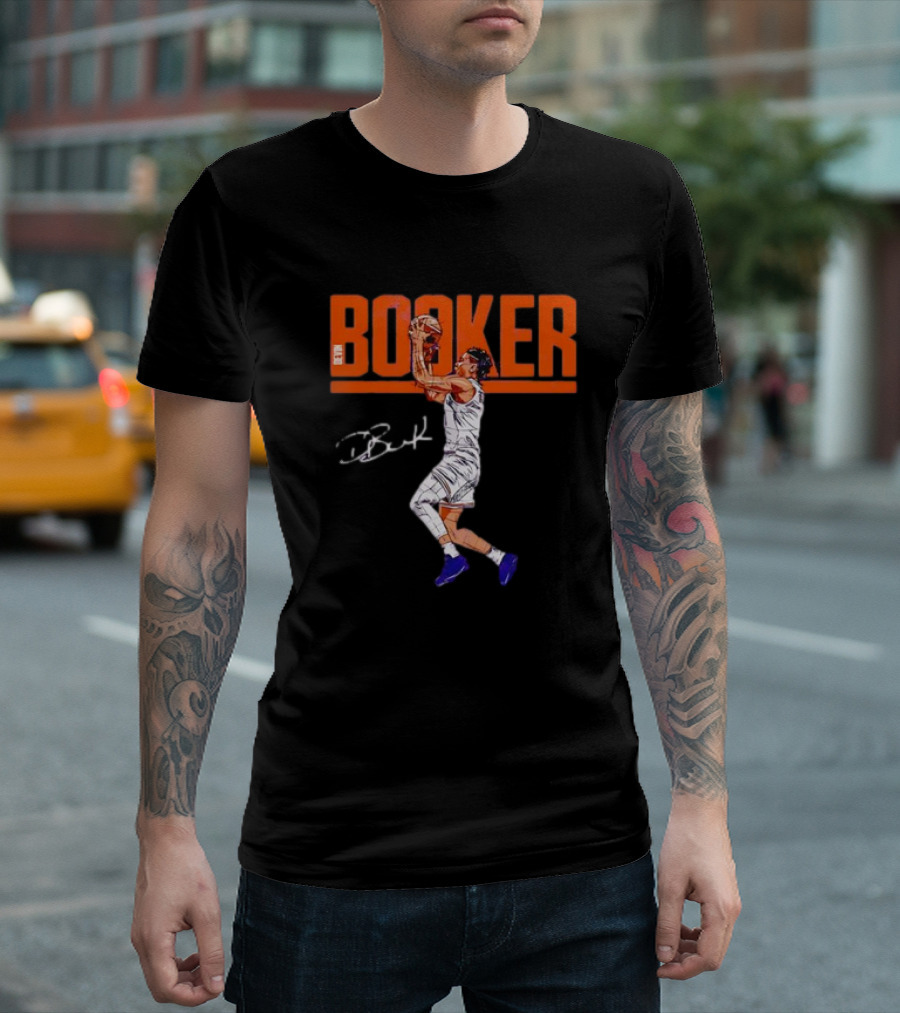 Booker Basketball Action with Signature T-Shirt