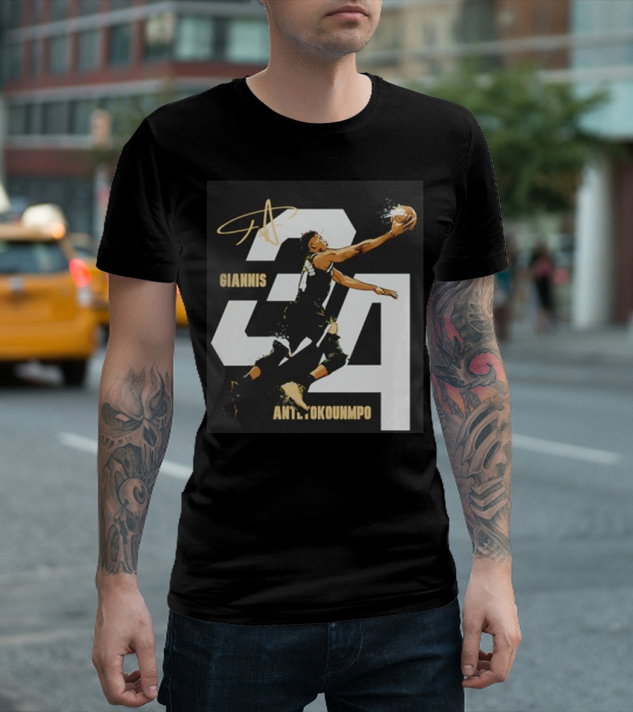 Giannis Antetokounmpo Dunk Signature Number 34 Basketball T-Shirt