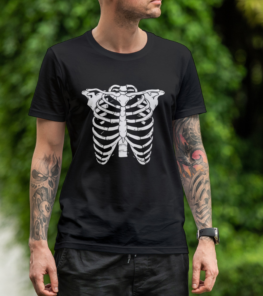 Glow-in-the-Dark Human Skeleton Ribcage Bones T-Shirt