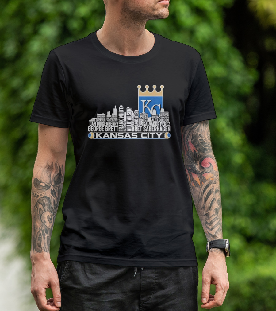 Kansas City Royals 2024 Players Names Skyline T-Shirt