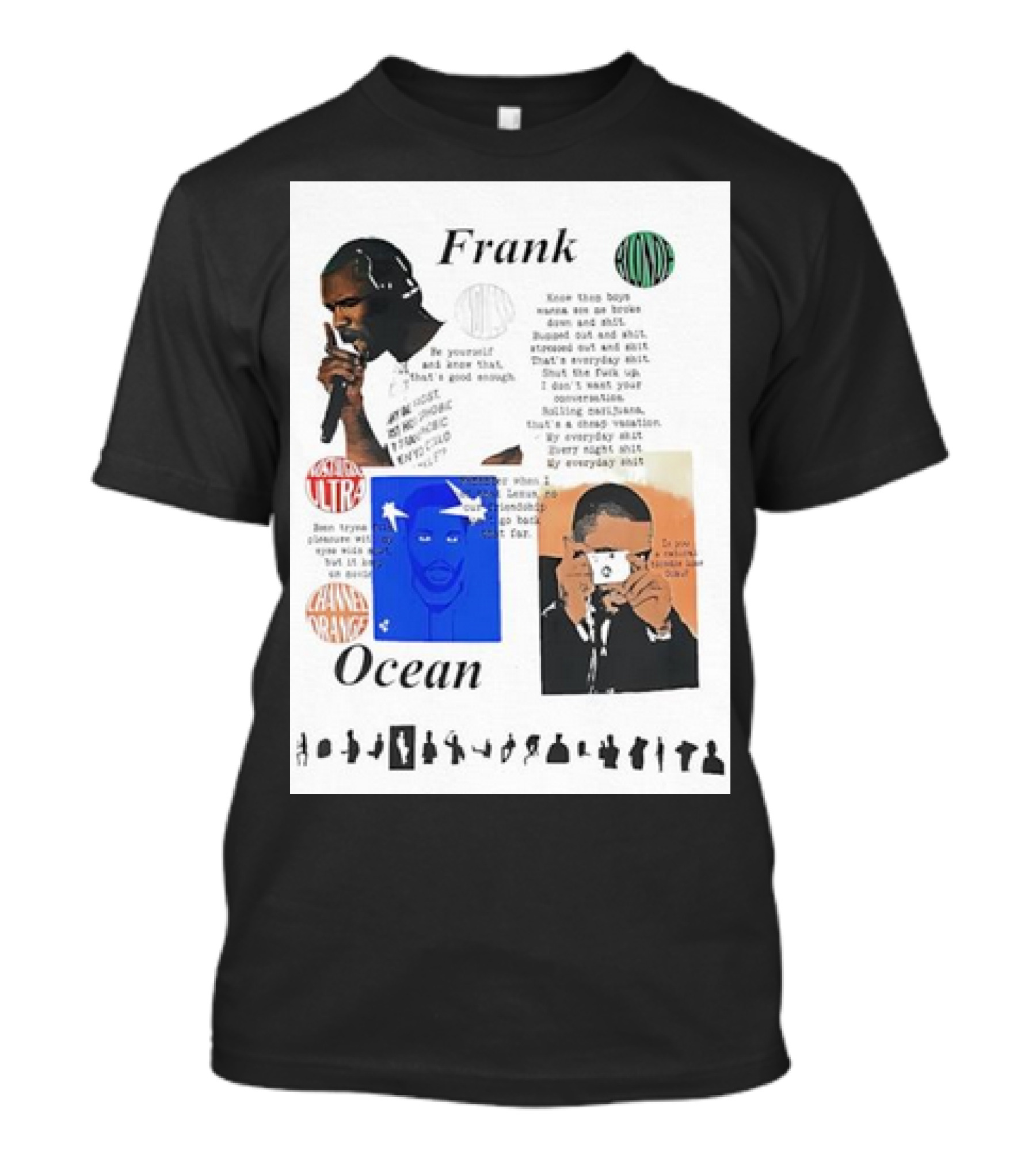 Frank Ocean Nostalgia Ultra Channel Orange Lyrics Collage T-Shirt