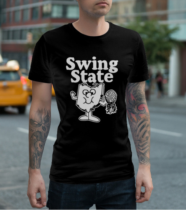 Ohio Swing State Cartoon Character With Bat And Ball T-Shirt