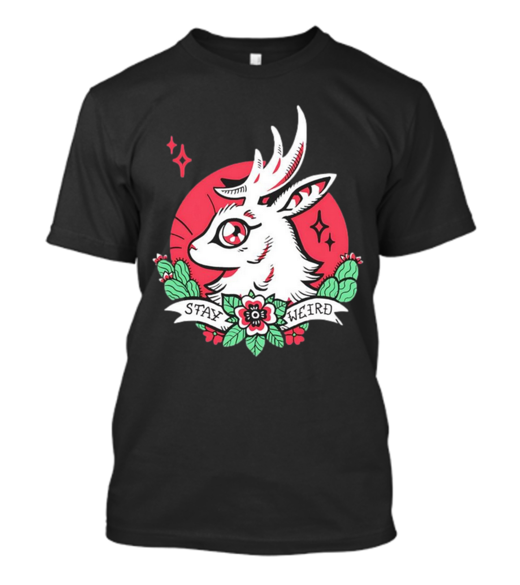 Stay Weird Jackalope Tattoo 03 Cactus And Floral T-Shirt
