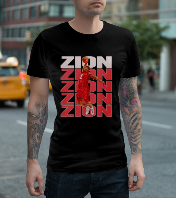 Zion Williamson Basketball Dunk Red Repeat T-Shirt