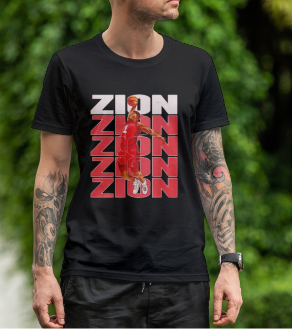 Zion Williamson Basketball Dunk Red Repeat T-Shirt