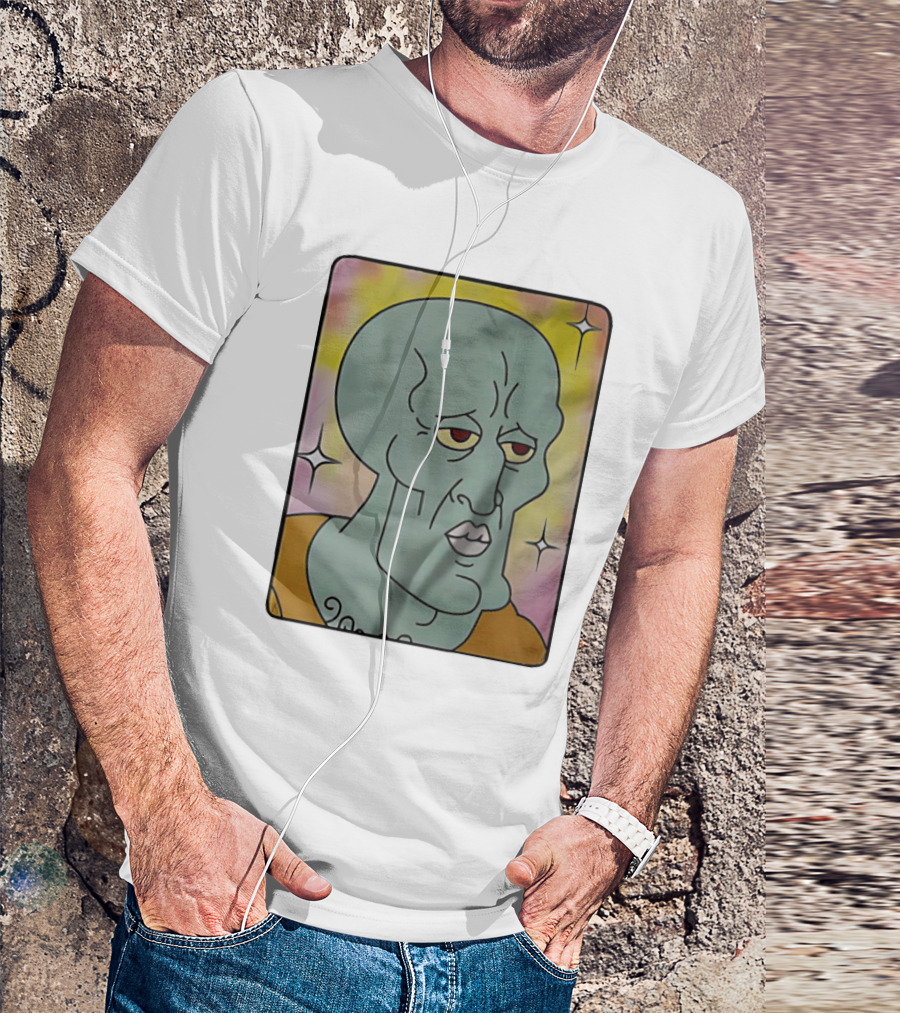 Bold And Handsome Squidward Tentacles Encyclopedia SpongeBobia Face T-Shirt