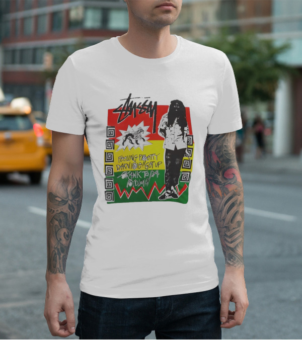 Stussy Bob Marley Feeling Pretty Darn Irie Get Up Skank To Da Riddim T-Shirt