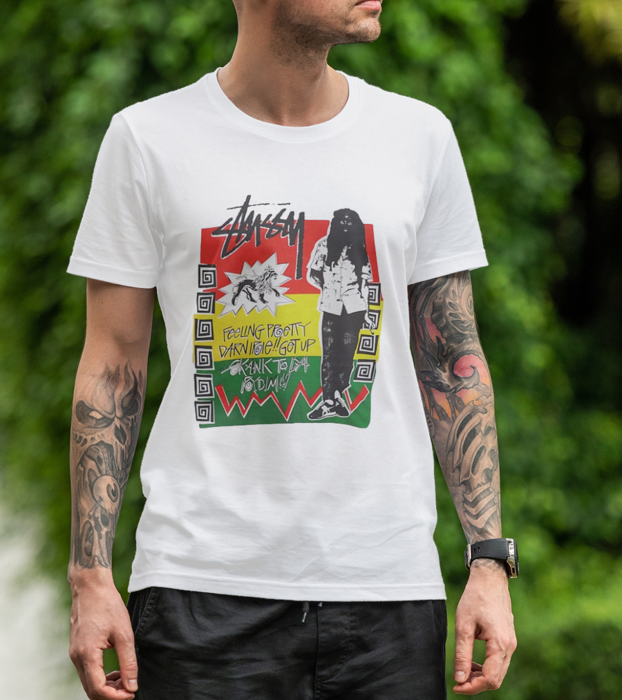 Stussy Bob Marley Feeling Pretty Darn Irie Get Up Skank To Da Riddim T-Shirt