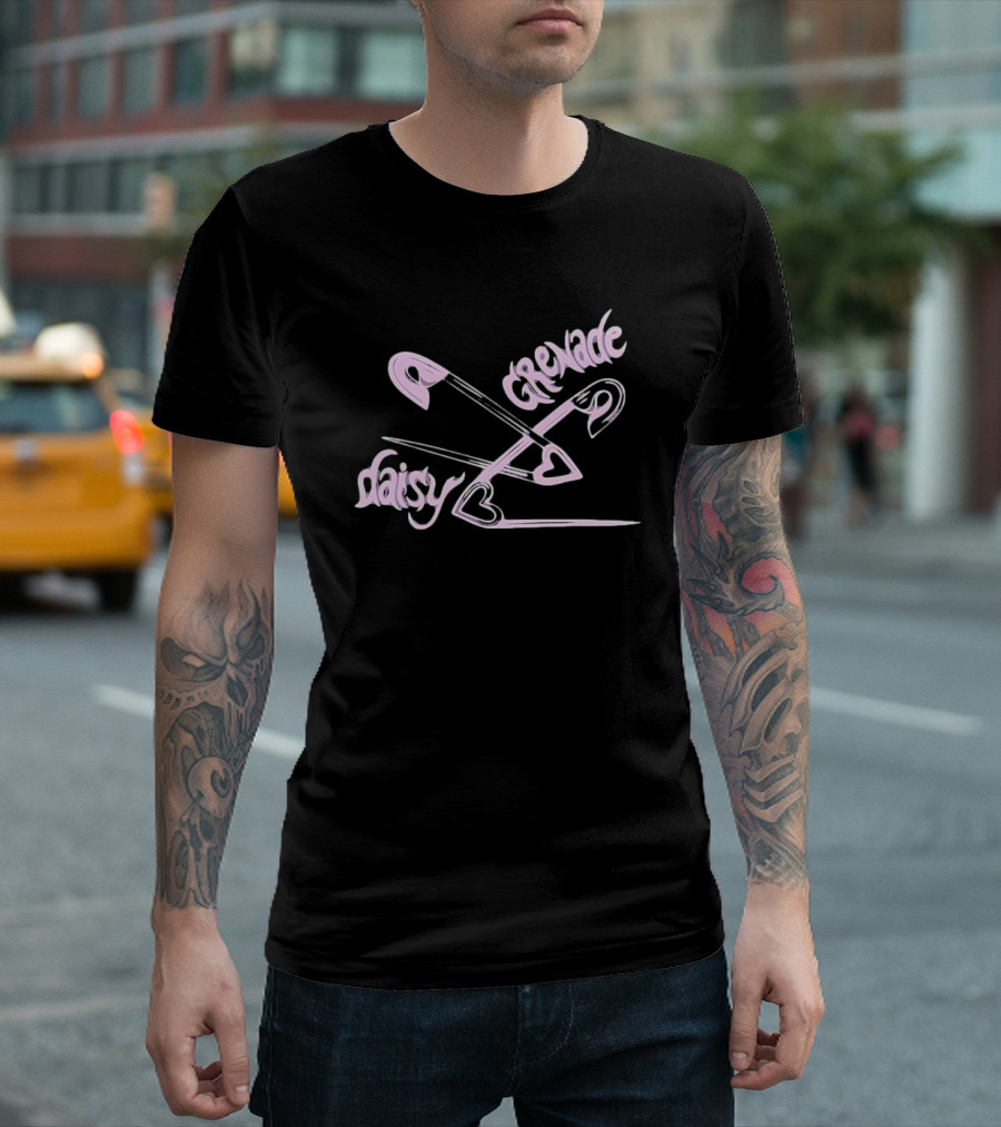 Daisy Grenade Heart Safety Pins Boyfriend Fit Girls T-Shirt