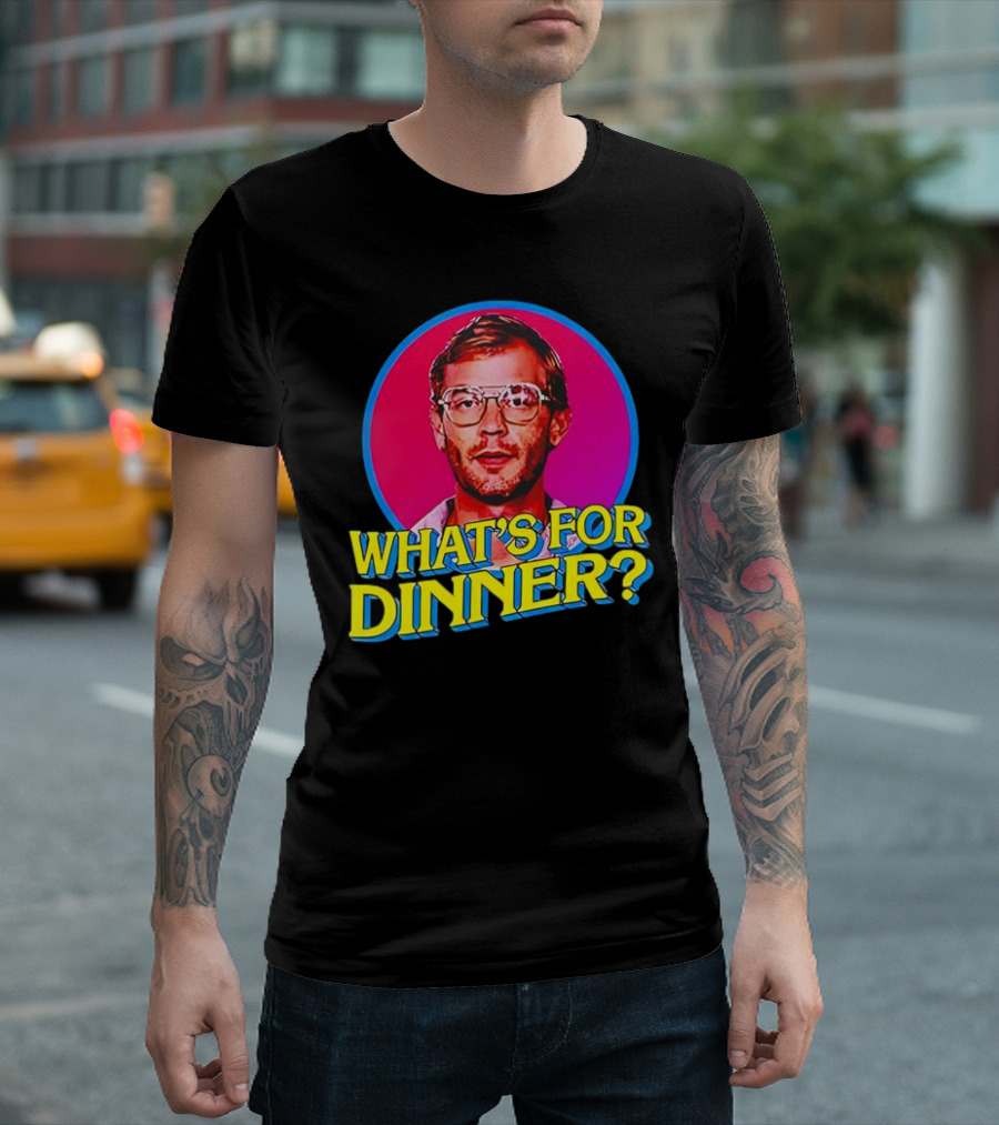 Jeffrey Dahmer What's for Dinner Retro Style Vintage Glasses Circle T-Shirt