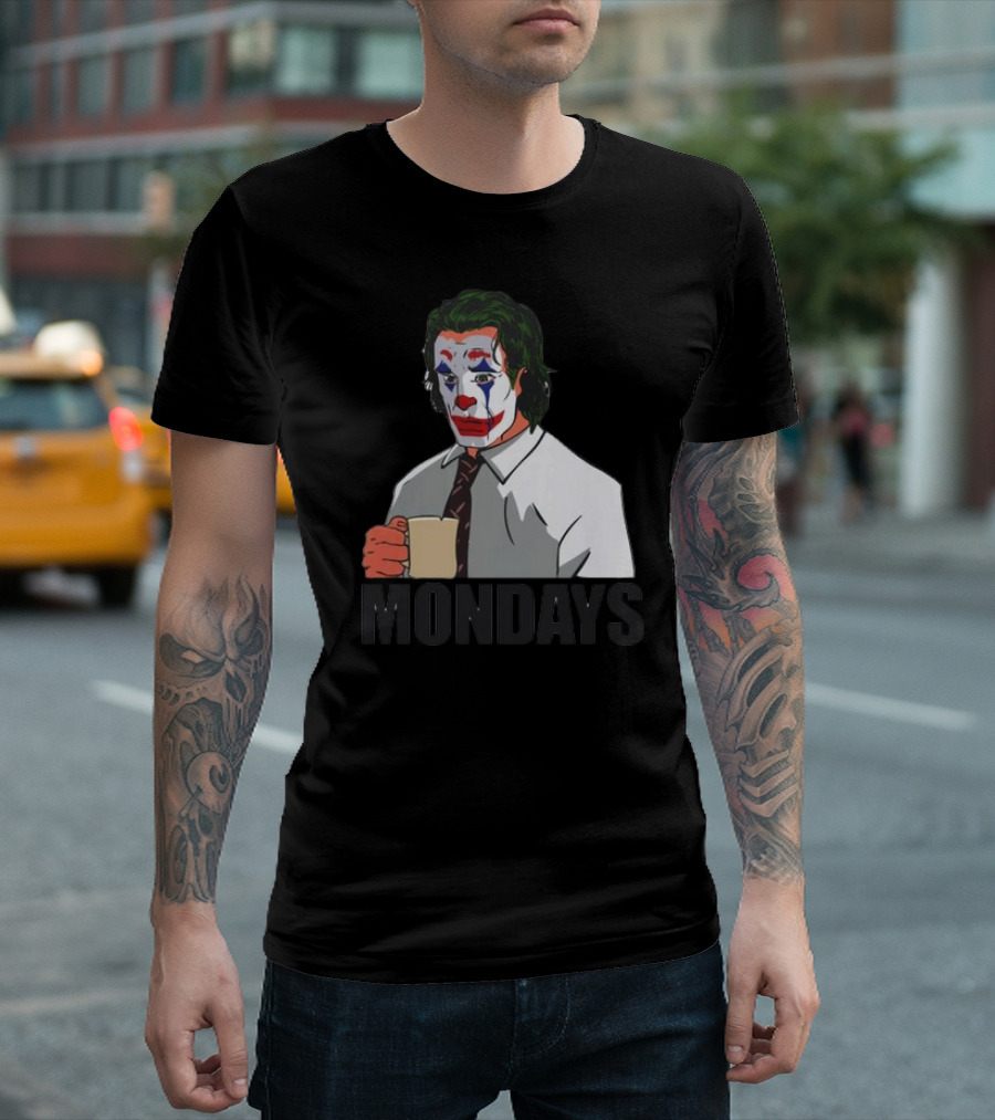Joker Clown Drinking Coffee Mondays Mood T-Shirt