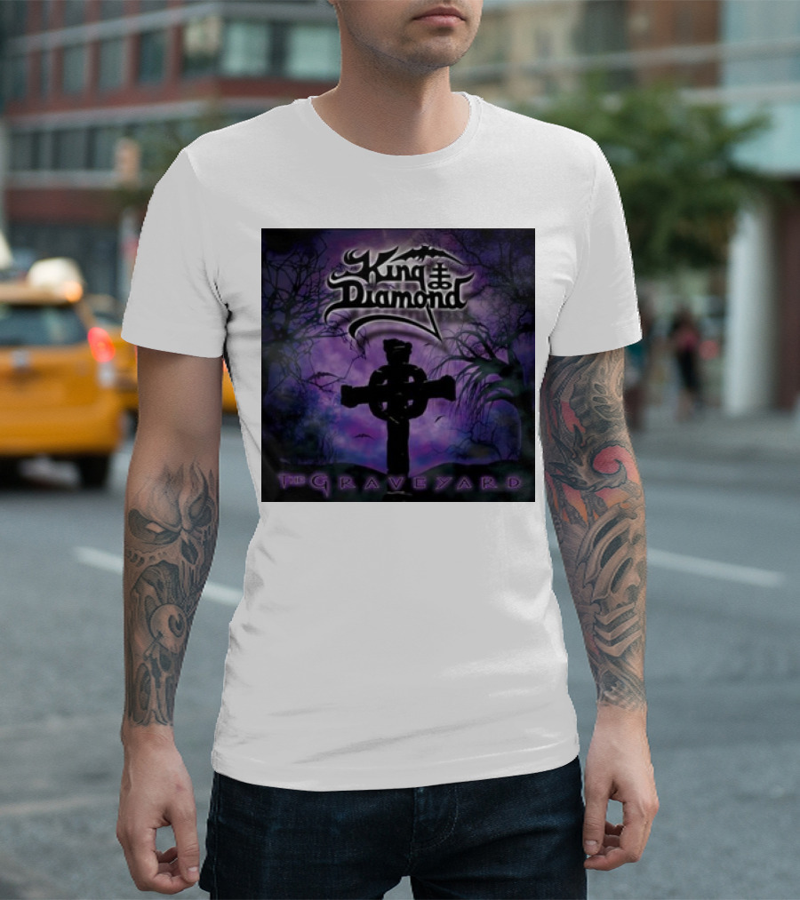King Diamond The Graveyard Cross and Bats Purple Scene 1st November T-Shirt