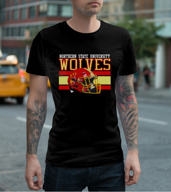 Northern State University Wolves NSU Football Helmet T-Shirt