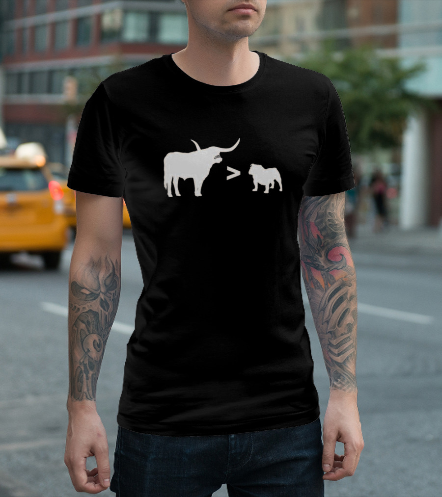 Texas Longhorns Bevo Greater Than UGA Bulldog Football Rivalry T-Shirt