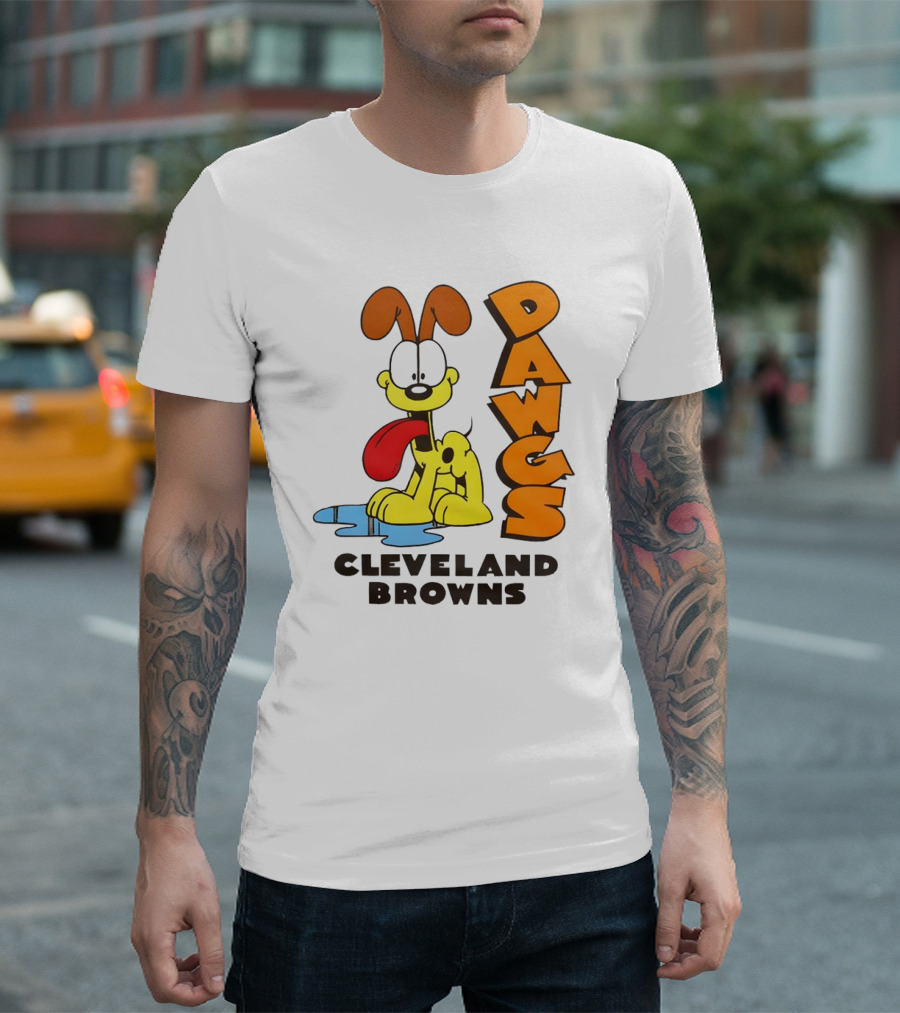 Dawgs Cleveland Browns Odie Garfield Cartoon T-Shirt
