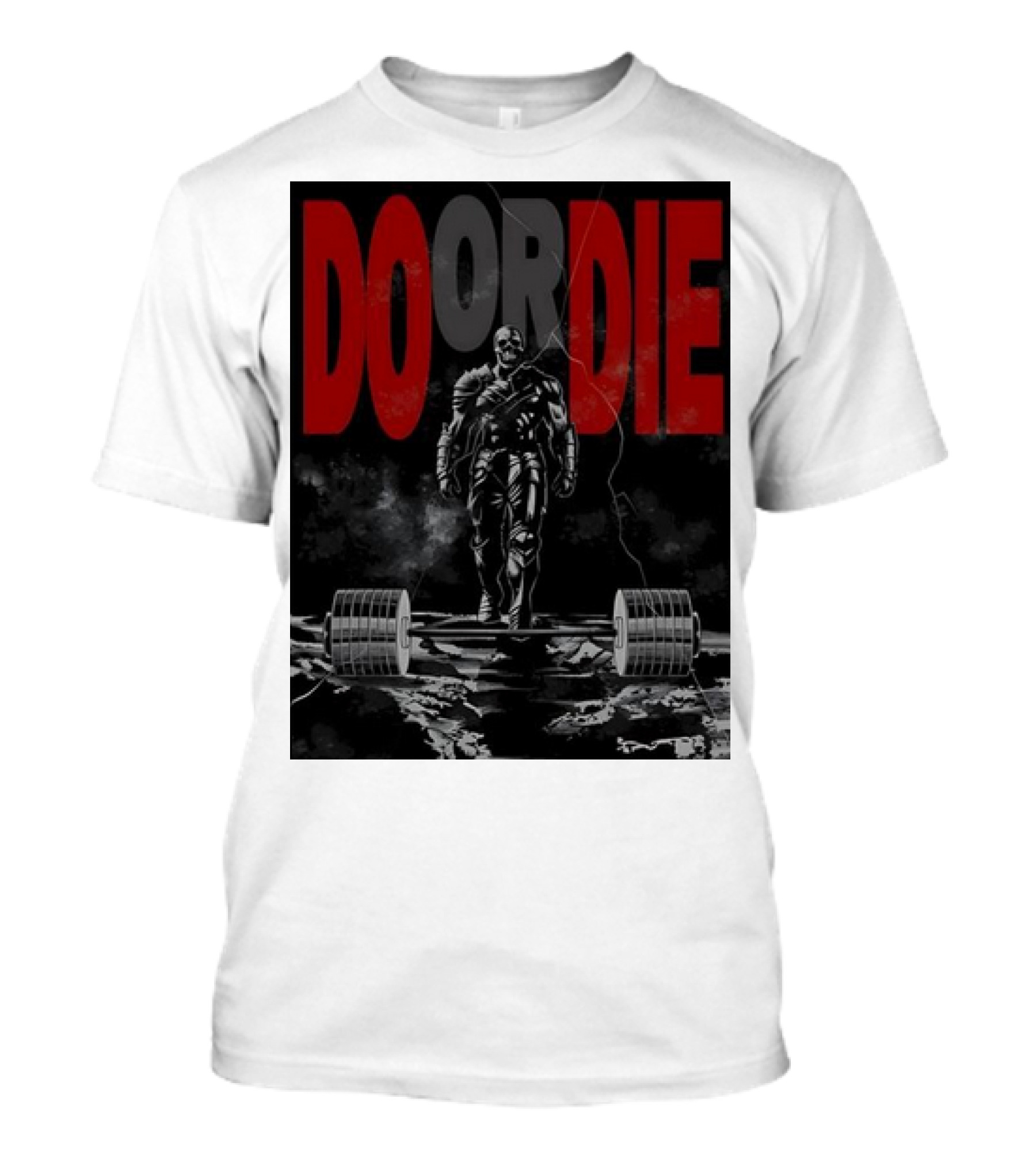 DO OR DIE Skeleton Weightlifter Cracked Ground Scene T-Shirt
