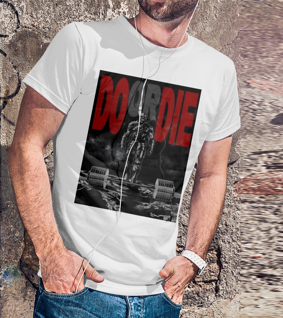 DO OR DIE Skeleton Weightlifter Cracked Ground Scene T-Shirt